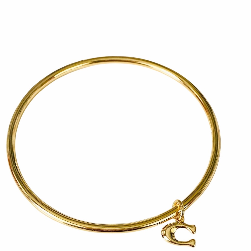 NEW Coach Gold Bangle Bracelet Signature C Charm